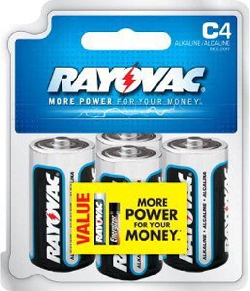 RAY-O-VAC ALKALINE BATTERY C 4PK