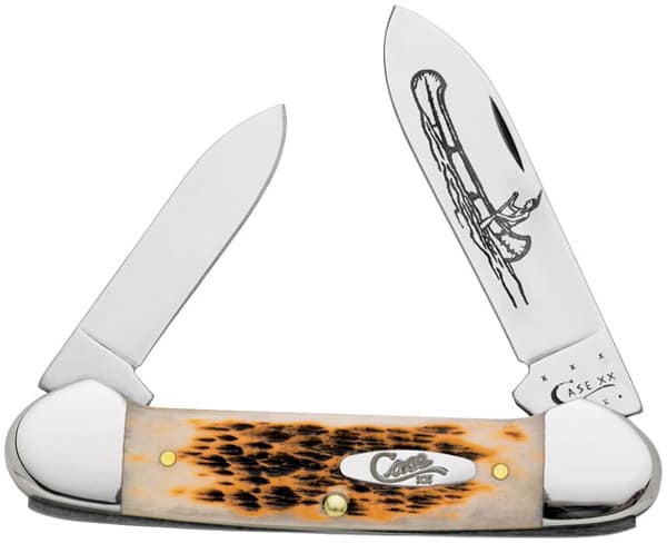 CASE CANOE 2BL 3 5/8" AMBER BONE